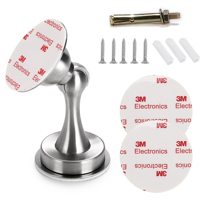 Sumnacon Magnetic Door Stopper, Heavy Duty Stainless Steel Door Stop Holder Come with 3M Double-Sided Adhesive Tape & Hardware Screws,Install with Adhesive Tape Or Screws On Floor Wall (Silver) - Image 1